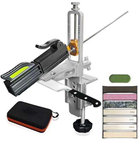 Messerschärfer Profi Einstellbar 15–30° Präzisions Winkel Messerschärfsystem Sicher Und Bequem Knife Sharpener Küchenchef-Messerschärfer Set Mit 6 Schleifsteine Innen Außenbereich，Küche Camping