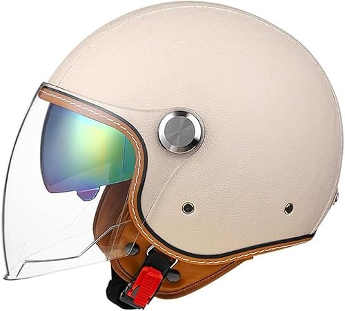 Motorcykelhjälm, skoterhjälm, retrohjälm, motorcykelhjälm med dubbla glasögon, avtagbart foder, ECE/DOT-godkänd hjälm halvskal för vuxna B, XL=60–62 cm