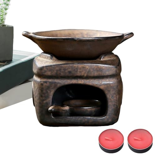 Tuxuseo Quemador de aromaterapia – con 2 Velas difusor de Aroma de cerámica Multifuncional – Lámpara aromática Zen vaporizador de – para Sala de Yoga, Oficina en casa, Dormitorio, relajación