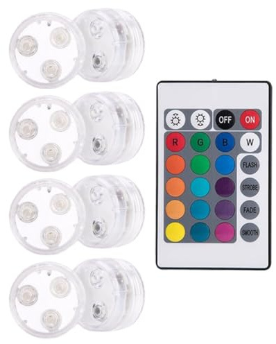 UPKOCH Luces LED Sumergibles para Piscina RGB con Control Remoto Juego de 8 Unidades Impermeables Ip68 Luz LED para Estanques y Fuentes Batería Incluida Iluminación Decorativa