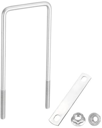 QUARKZMAN Pernos U Cuadrados Internos M8 70mm Ancho X 180mm Largo | De 2-3/4 Pulgadas De Ancho Longitud De 7-1/16 Pulgadas, Pernos U De Acero Inoxidable 304, Con Tuercas Placas, Automoción