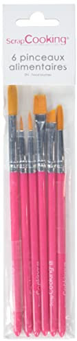 SCRAP COOKING 5170 Set de 6 Pinceaux Alimentaires Plastique/Aluminium/Nylon Rose 23 x 5 x 0,7 cm