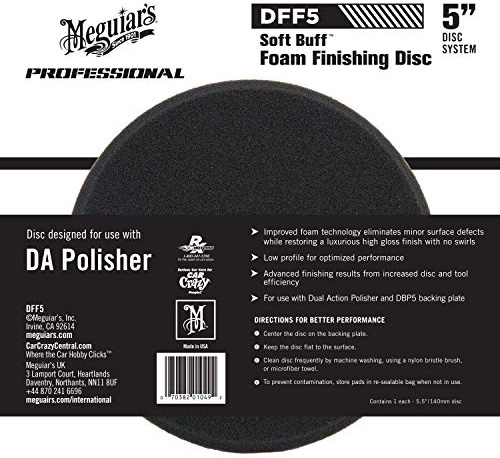 Meguiar's DFF5 Disco de Pulido - Suministros de Pulido para Herramienta rotativa (Disco de Pulido, 12,7 cm, Negro, Espuma)