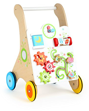 small foot Lauflernwagen Kunterbunt, aus Holz, multifunktionales Motorikspielzeug, mit gummierten Rädern, ab 1 Jahr, 10745