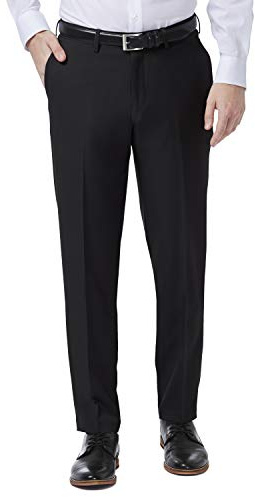 Haggar Men's Premium Comfort Stretch Slim Fit Dress Pant, Black, 36Wx29L