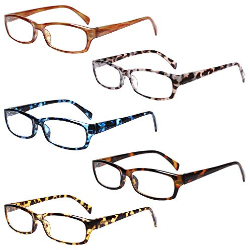 Henotin 5-Pack Reading Glasses Blue Light Blocking Anti Eyestrain Computer Reading Glasses for Women and Men Readers (5 Pack Mix Color, 2.75)