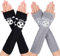 MengH-SHOP Armstulpen Damen Fingerlose Handschuhe Armwärmer Winter Stricken Wärmer Lange Handschuh Daumenloch Fäustling 2 Paar (Schwarz und Grau)