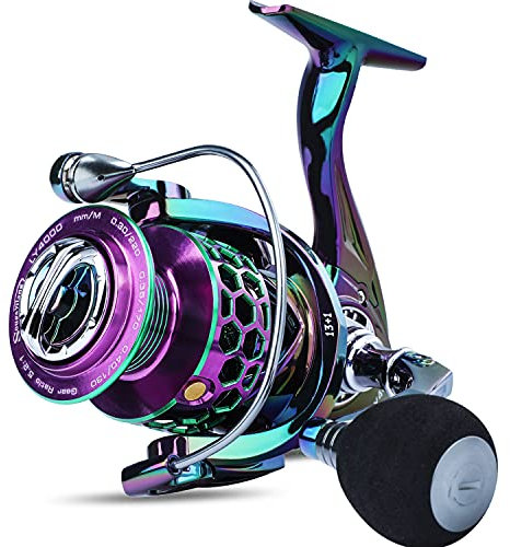 Sougayilang Bunte Angelrolle 13+1BB Ultra Glatte leistungsstarke und leichte Spinnrolle mit CNC Graphit Line Management Rahmen für Süßwasserfischen-30
