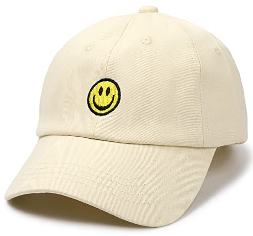 SONMONY Smile Face Toddler Baseball Cap Boy Baseball Hats Kids Washed Funny Hats Adjustable Cute Caps for 3-12 Years Beige