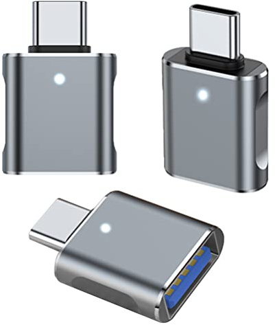 Mepsies Adattatore USB C 3 Pezzi, Adattatore USB C a USB 3.0, Compatibile con MacBook Pro, iPhone 17/16/15, iPad, Samsung Galaxy S25 S24 S23 A56 A16 A36, Smartphone Tipo C, Tablet e Altro (Grigio)
