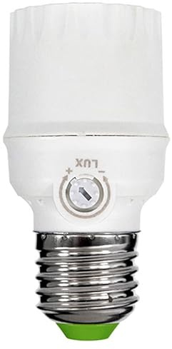 Portalámparas E27 con célula fotoeléctrica, regulación automática de luz, ideal para iluminación exterior y ahorro energético.