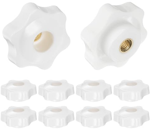 QUARKZMAN 10 Stück Sterngriffmutter M6 Flügelmuttern mit Gewinde, Rändelmutter Handgriff Durchgangsloch Klemmmutter 38mm Spannknopf für Werkzeugmaschinen Anlagen Fitnessgeräte, Weiß