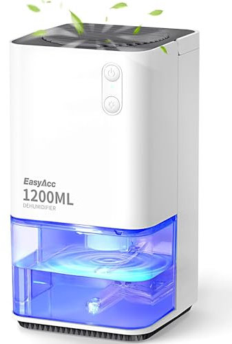 EasyAcc® Deumidificatore Casa Muffa 1200ml Deumidificatore Portatile Elettrico Silenzioso Efficiente Autosbrinamento per Cameretta Bagno Ufficio Armadio Garage