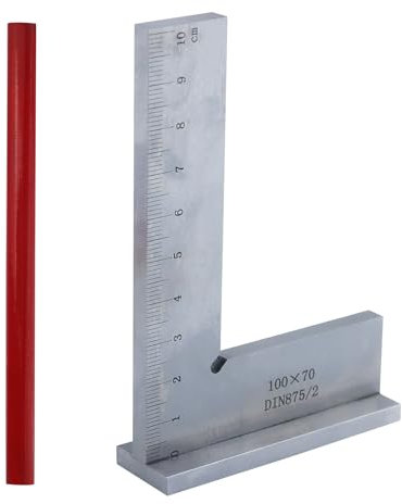 Équerre de serrurier, angle de butée de 90° 100 x 70 mm avec échelle de mesure (cm) pour des travaux précis dans la construction métallique et l'atelier