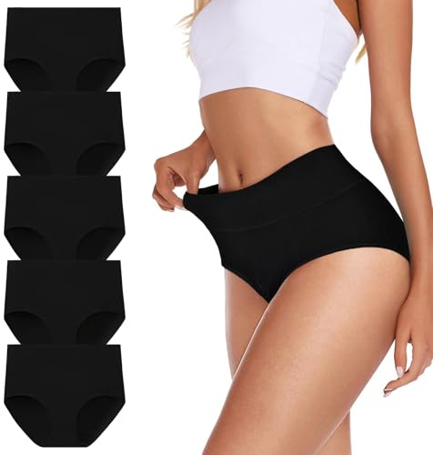 Cevapro Womens Underwear Cotton High Waisted Knickers Tummy Control Full Coverage Panties Soft Breathable Briefs Multipack
