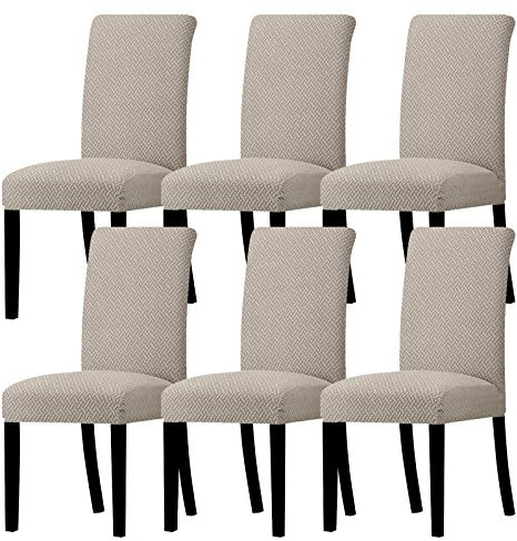 Dining Room Chair Slipcovers Set of 6 - Dining Chair Covers Dining Room Chair Covers Washable Dining Chair Protectors Covers Chair Back Covers Kitchen Chair Covers for Hotel Ceremony Restaurant(Taupe)