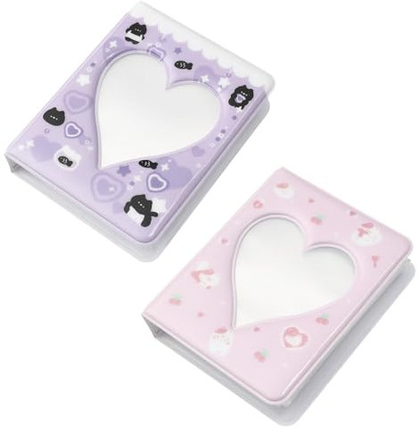 CHROMACRAFT 2 Graziosi Mini Album Fotografici, Porta Carte Fotografiche da 3 Pollici, Porta Carte per Collezionare Carte, Porta Foto Portatile A Fogli Mobili, 40 Mini Album Fotografici Tascabili