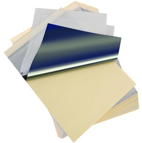 50 Sheets Tattoo Transfer Paper, 4 Layers A4 Sizes Tattoo Stencil Paper for Tattooing Transfer Kit, Carbon Tracing Sheets