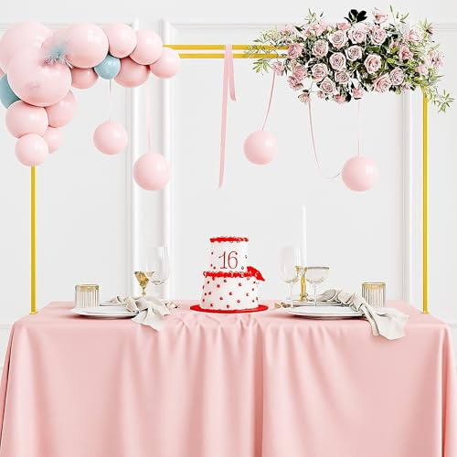 Relaxdays Arco Palloncini Struttura Tavolo, Base Estensibile, Decorazioni Compleanno H: 78,5–118 cm, L: 107–265 cm, Oro