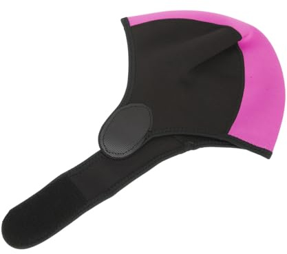 Generic Neoprene Warm Swimming Hat for Outdoor Diving and Bathing Elastic Rubber Diving Head Cover Protects Hair and Ears Universal Size in Black and Rose Red