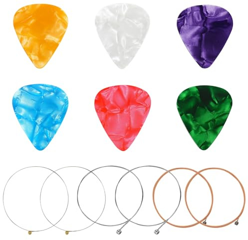 Guitar Strings, Electric Guitar Strings, Strings, Super Slinky, Acoustic Guitar Strings, 6 Strings with 6 Celluloid Picks, 77 cm