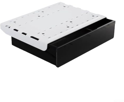 Yhenlovtt Organizer per cassetti sotto la scrivania, vassoio autoadesivo in ABS per carta A4, forniture per ufficio, quaderni, penne e uso in cucina, 33 x 24 x 7,1 cm (nero)