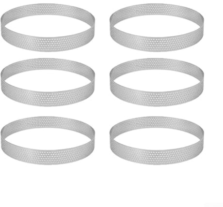 Caswynlife Juego de 6 anillos de acero inoxidable para tartas, 11 cm, 12 cm, 13 cm, para tartas y pasteles, anillo perforado para hornear para una fácil liberación, apto para lavavajillas (11 cm)