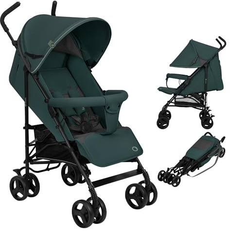 LIONELO ELIA Passeggino Leggero Pieghevole e Compatto da Viaggio per Bambini, Schienale Reclinabile Sdraiato, Cinture a 5 Punti, Cappottina UV e Grande Cestino Portaoggetti, 6-36 Mesi fino a 15 kg
