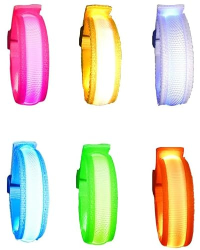Bracelet Lumineux Fluo Soiree 6 Couleurs LED Brassard Securite Rechargeable | USB, Ajustable, Bras, Poignet, Course, Cyclisme, Concert, Festival, Fete, Adulte, Rouge, Jaune, Bleu, qualite