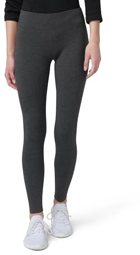 HUE Women's Ultra Soft Cotton Leggings with Wide Waistband, Full and Capri Length, Black, Large