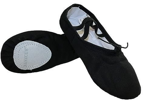 Danzcue Adult Canvas Split Sole Ballet Slippers Ballet Shoes for Women Dance Shoes, Black, 8.5M