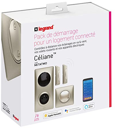 Legrand Starter-Set Céliane with Netatmo + Schalter für Rollladen zum Verkabeln, LEG67691, Weiß