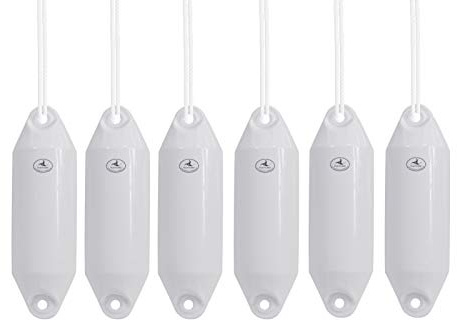 Hurricane 6 x Boat Fenders: White 19 x 5 - FREE ROPE + INFLATED