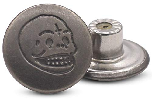 17mm Metal Jean Stud Buttons - Replacement Buttons for Denim, Jeans, Jackets