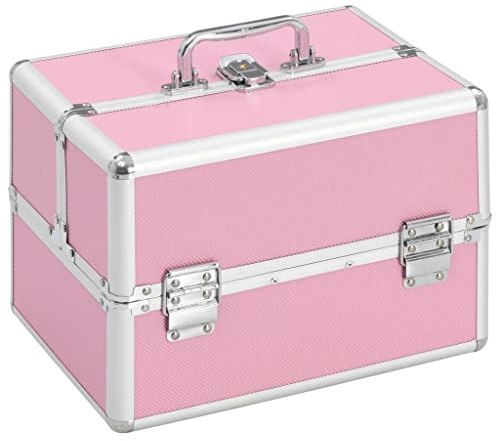 vidaXL Sminklåda 22x30x21 cm rosa aluminium