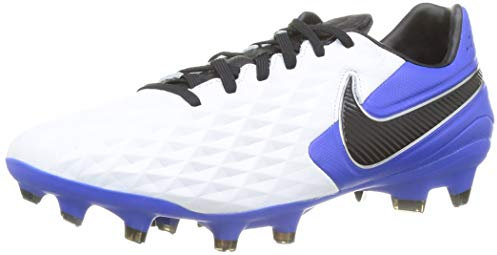 Nike Unisex Legend 8 Pro FG Football Shoe, White/Black-Hyper Royal-Metallic Silver, 41 EU