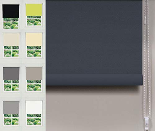 Quality Fabric Blackout & Thermal Straight Bottom Roller Blinds (Slate Grey/Silver, 60 x 160 cm)