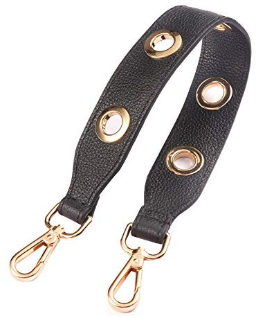 Asudaro Handtaschengriffe, Geldbörse Taschenriemen Ersatz Tragegurt Taschengurt Länge 42CM PU Leder Umhängetasche Riemen Taschenkette Schultergurt für Damen Taschen DIY Zubehör Schwarzes Gold
