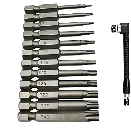 Zohino 12 PCS Torx Head Screw Driver Bit T5-T40 Magnetic Torx Screwdriver Set Drill Trox Screwdriver Bits Power Tools Kit 50MM With L Bit Holder
