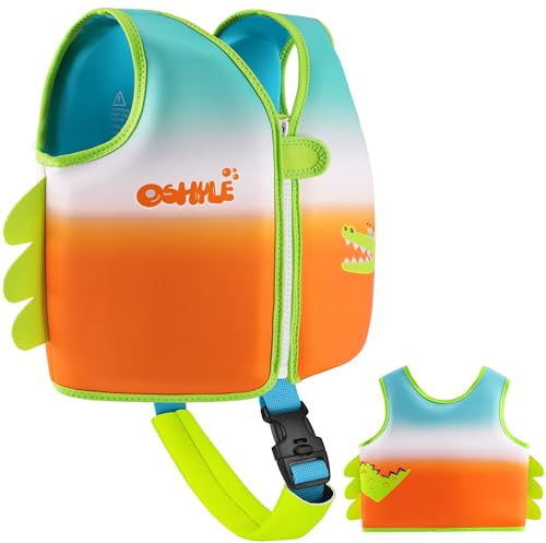 OSHYLE Chaleco de Natación de Neopreno de la Marca Premium para Niños - Flotador para el Aprendizaje de la Natación Ideal para Niños (Crocodile, M(3-6))