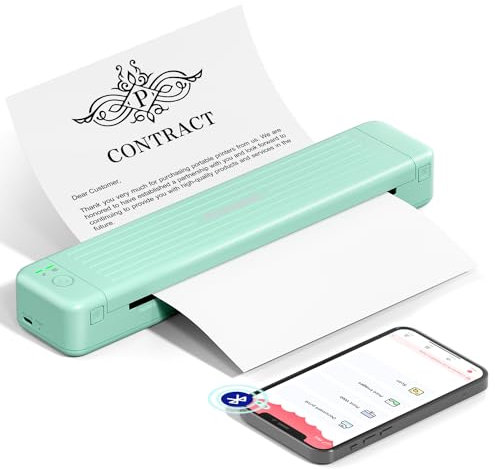Phomemo P831 Thermodrucker, 300 DPI Mobiler Drucker A4 für Unterwegs, Bluetooth Drucker Kompatibel mit Android und iOS für Phone & Laptop, Monochrom Drucker Unterstützt 210 x 297 mm A4 Papier, Grün