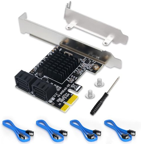 SATA Karte, PCIe SATA Karte 4 Ports mit 4 SATA Kabeln, SATA 3.0 Controller Erweiterungskarte