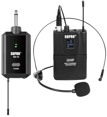 SG-13B Head-Worn Microphone Set: Multi-Purpose Wireless Head-Worn Microphone Set - Compact Receiver with Mute Function & Battery Indicator for Singing & Speaking