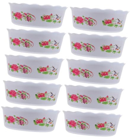 Zerodeko Pot de Fleurs Hydroponiques Ronds en Plastique Lot de 10 Jardinières à Bol Peu Profond Décoration de Jardin Design Élégant pour Nénuphars Jonquilles Utilisation Intérieure