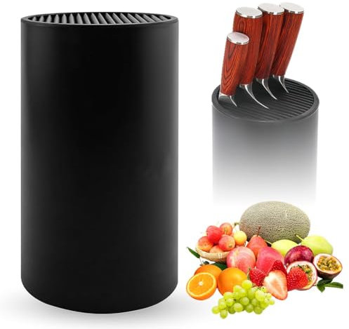 Fonyiunce Ceppo Coltelli da Cucina, Ceppo Coltelli da Cucina Vuoto, Nero Porta Coltelli Cucina, Moderno Portacoltelli Universale, 22 x 11 x 11 cm, Lavabili in Lavastoviglie, Nero