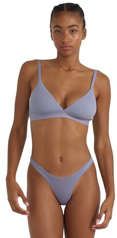 Organic Basics Womens Core Rib Triangle Bralette, Silver Mist, Medium