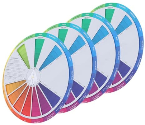 Uonlytech 4Pcs Rotatable Color Wheel Gradient Mixing Chart for Art Class Learning Tool for Students Teachers and Artists for Color Theory and Creative Projects