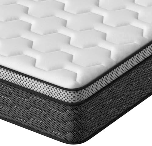 DEWINNER King Size Mattress | 10 Inch Memory Foam Mattress | 7 Zone Orthopedic Pocket Sprungs Foam Hybrid | Medium Firm Motion - 150x200x25 cm