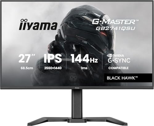 iiyama G-Master Black Hawk GB2741QSU-B1 68,6cm 27 IPS LED Gaming Monitor QHD 144Hz HDMI DP USB2.0 1ms G-SYNC Höhenverstellung Pivot schwarz