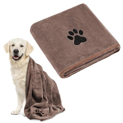 Adiwo Asciugamani per Cani, 140x70cm Asciugamano Microfibra, Asciugamani Pet Morbidi e ad Asciugatura Rapida, Super Assorbente, Coperta Animali per Cani e Gatti di Piccola e Grande Taglia (Marrone)